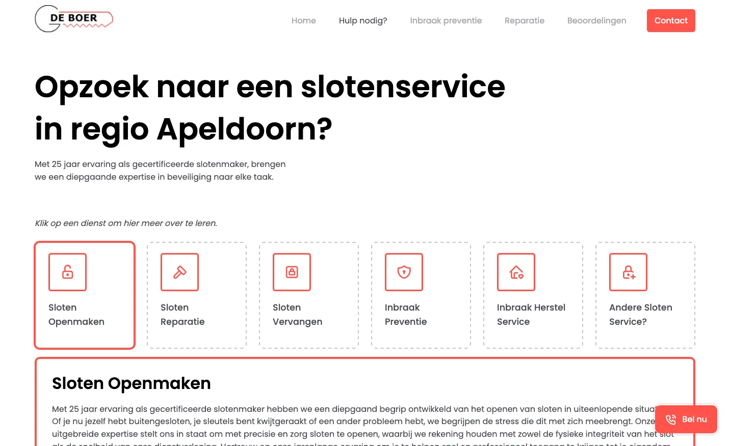 Slotenspecialist apeldoorn screenshot